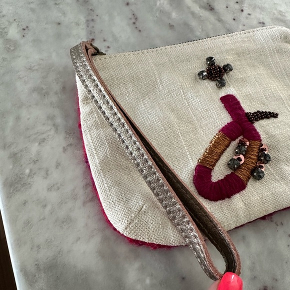 Anthropologie Miss Albright Linen/Wool Embossed Wristlet NWT - Picture 3 of 9